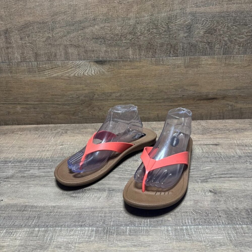 Okabashi Red Leather Thong Flip Flop Sandal Women's Size Large